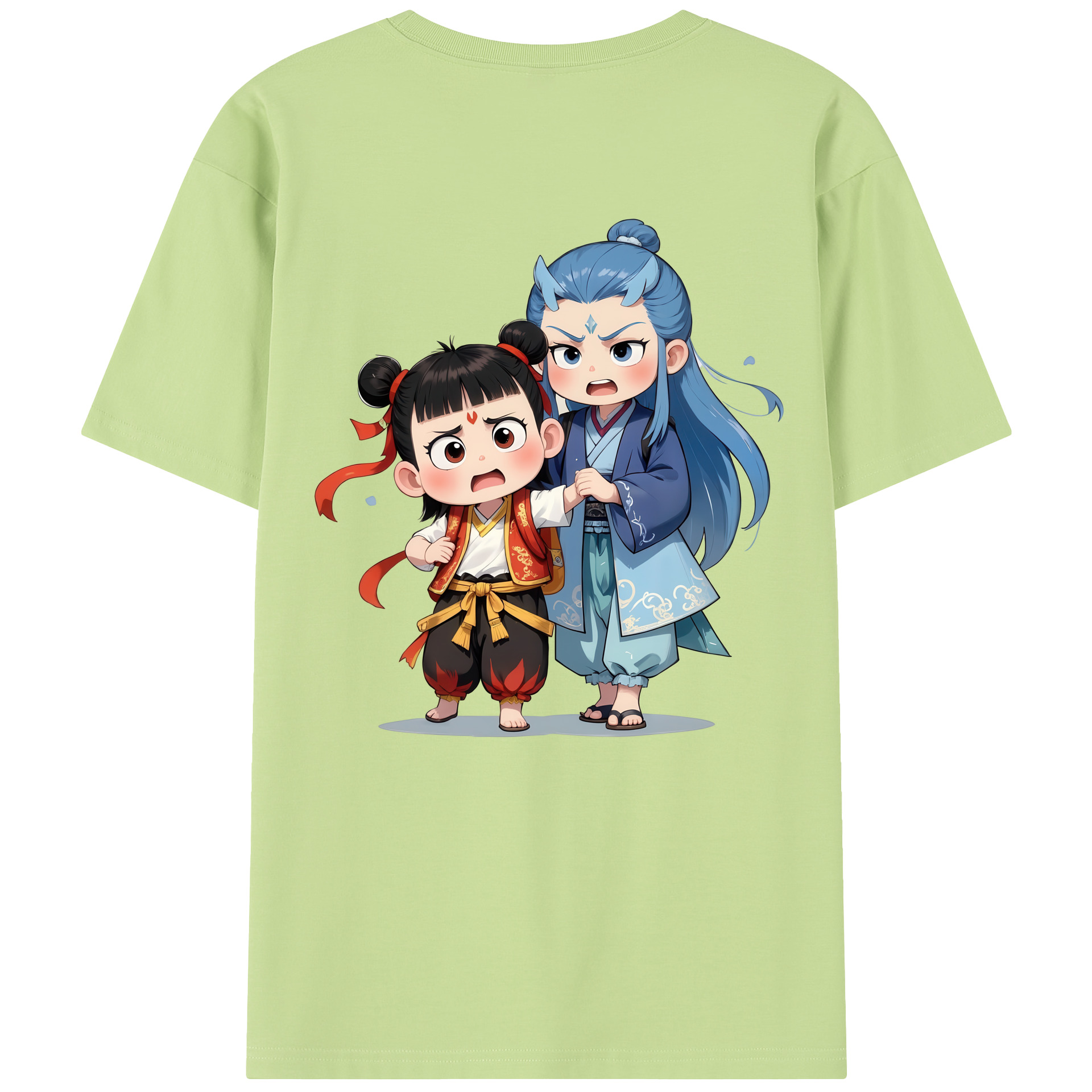 （画像用） Ne Zha 2 ナタ 魔童の大暴れ 綿100％半袖Tシャツ（背面プリント）